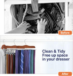 TOPIA HANGER Tie Rack Hanger for Closet 2 Packs, Wooden Tie Organizer for Men with 24 Folding Hooks, Space Saving Necktie Holder for Storage and Display Bra, Tank Top, Camisole (Walnut)-CT14WA-2