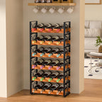 X-cosrack Wine Racks Free Standing Floor, 6-Tier 24 Bottles Wine Rack for Cabinet, Wood & Metal Wine Stackable Rack, Wine Bottle Holder for Wine Cellar, Wine Storage for Home Bar & Kitchen