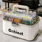 3-Tier Folding Medicine Cabinet Organizer with Handle, Clear Portable Medicine Storage Box for Home, Multifunctional First Aid Caddy with Secure Latches, Large Capacity Medical Supply Organizer