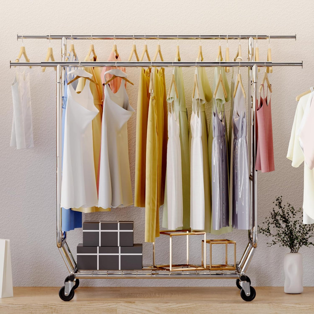 HOKEEPER Clothes Rack Heavy Duty Clothing Rack Load 650 LBS Collapsible Garme...