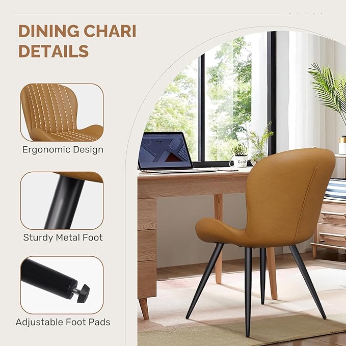 Dining Chairs Set of 2 Modern Fabric Dining Room Chairs Upholstered Dining Ch...