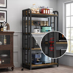 SIREDEEP Bakers Rack with Power Outlet ，4-Tier Kitchen Baker's Rack,Microwave Stand with Storage Suitable for Kitchen, Living Room, Dinning Room，Coffee Bar(Rustic Brown)
