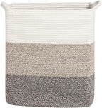 Tall Laundry Basket With Handles,Woven Cotton Rope Big Laundry Hamper Sorters,Versatile Storage for Dirty Clothes,Baby Toys,and Blankets in Bathroom, Nursery,and Living Room (Gradient Brown, 80L)