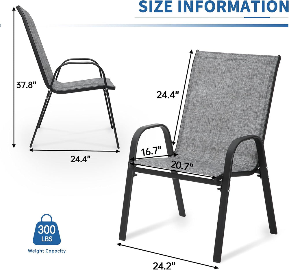 PIZZELLO Patio Chairs Set of 4, Outdoor Stackable Dining Chairs