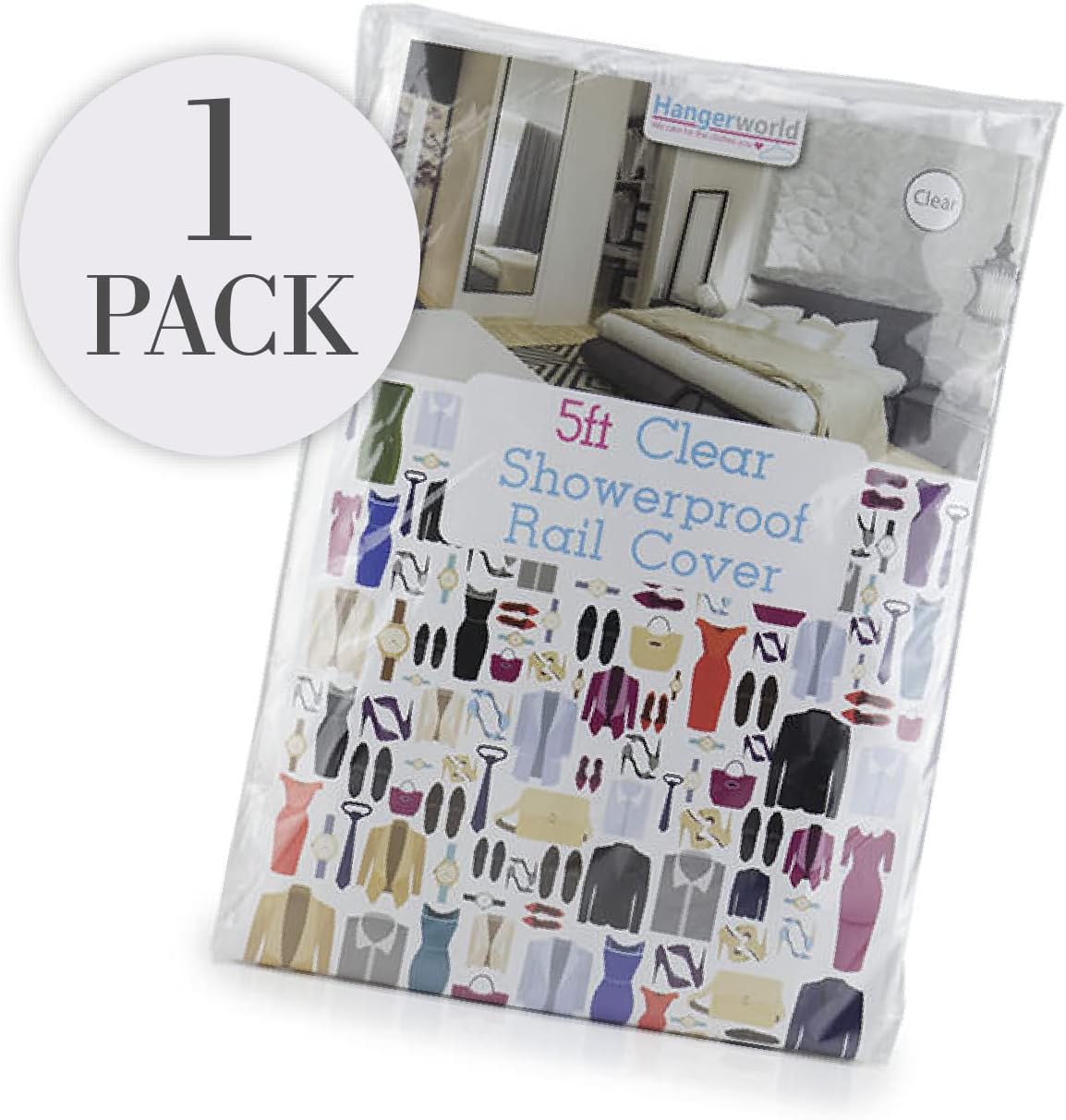 HANGERWORLD 5ft Clothes Garment Rack Cover for Open Closet Clear Showerproof COVER ONLY (60"x24"x65")