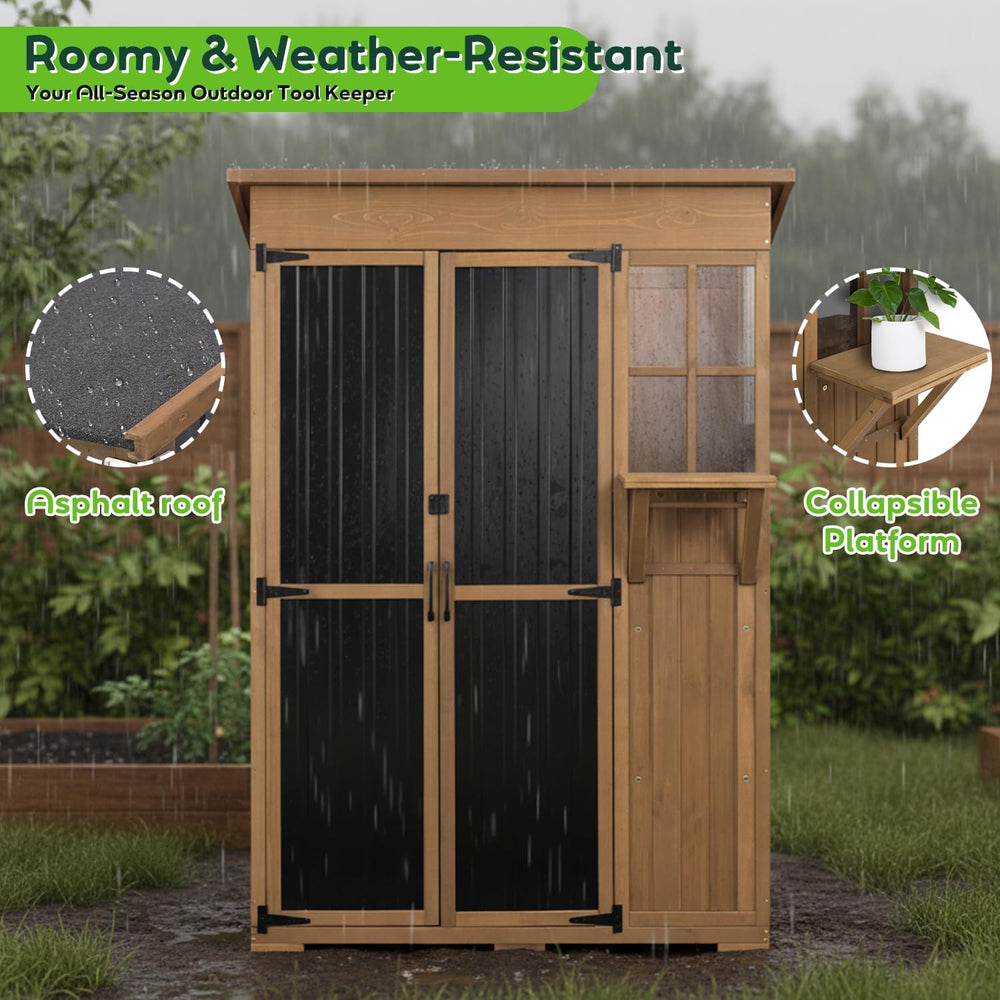 51" L Outdoor Storage Cabinet Waterproof with Shelves, Outside Storage S...