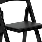 Flash Furniture HERCULES Series Black Wood Folding Chair with Vinyl Padded Seat