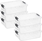 Superio 6 Pack Clear Plastic Storage Container with Lid Home - 13.7 Qt, Office Organizer Storage Bin, Stackable, For Closet, Under the Bed, or Locker, Use for Clothes, Food, Toys, Supplies, Linen.