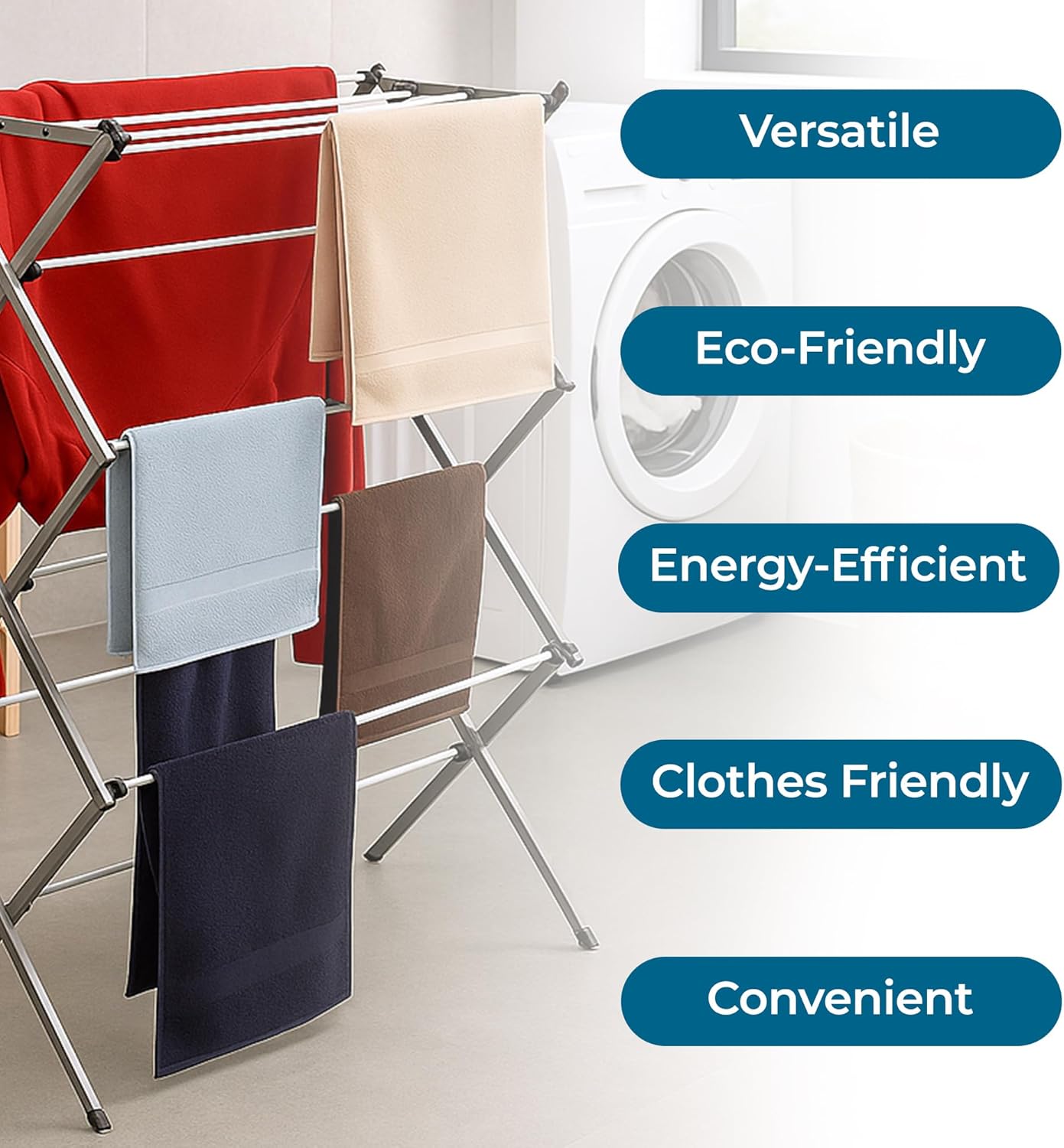 Honey-Can-Do Collapsible Clothes Drying Rack – Durable, Space-Saving Laundry & Towel Rack, Sturdy Clothing Rack for Hanging Clothes Indoors & Outdoors, Steel