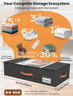 TOSKING 2-Pack Under Bed Storage Drawers with Wheels, 6 Vacuum Bags, 7.9" Height, Large 65L/80 lbs Clear Lid Rolling Bin, 900D Oxford, Space Saver for Dorm Bedroom, Blankets, Clothes, Shoes, Black