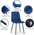 NORDICANA Navy Blue Velvet Dining Chairs Set of 4, Upholstered Tufted Kitchen Chairs, Comfortable Seat, Metal Leg, Easy Assembly