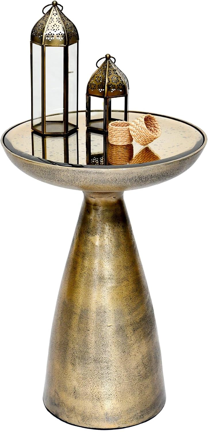Hourglass Antiuqe Brass Side Table