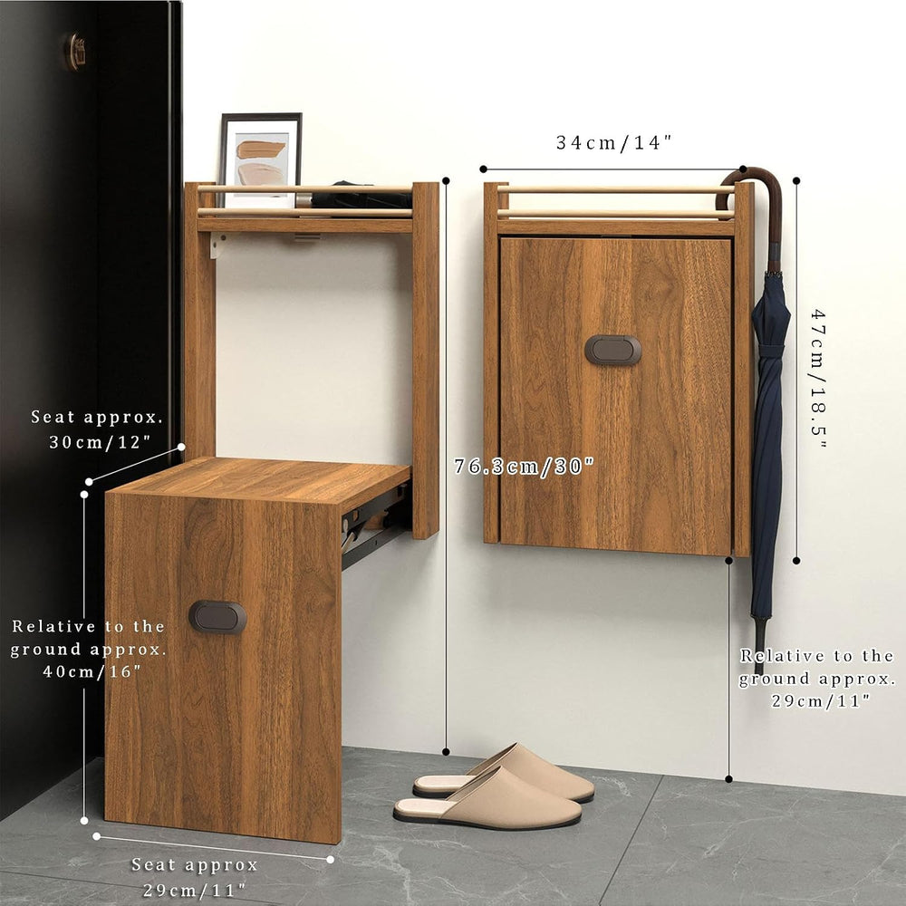 Wall Mounted Folding Shoe Changing Stool, Foldable Bathroom Seating Space Sav...