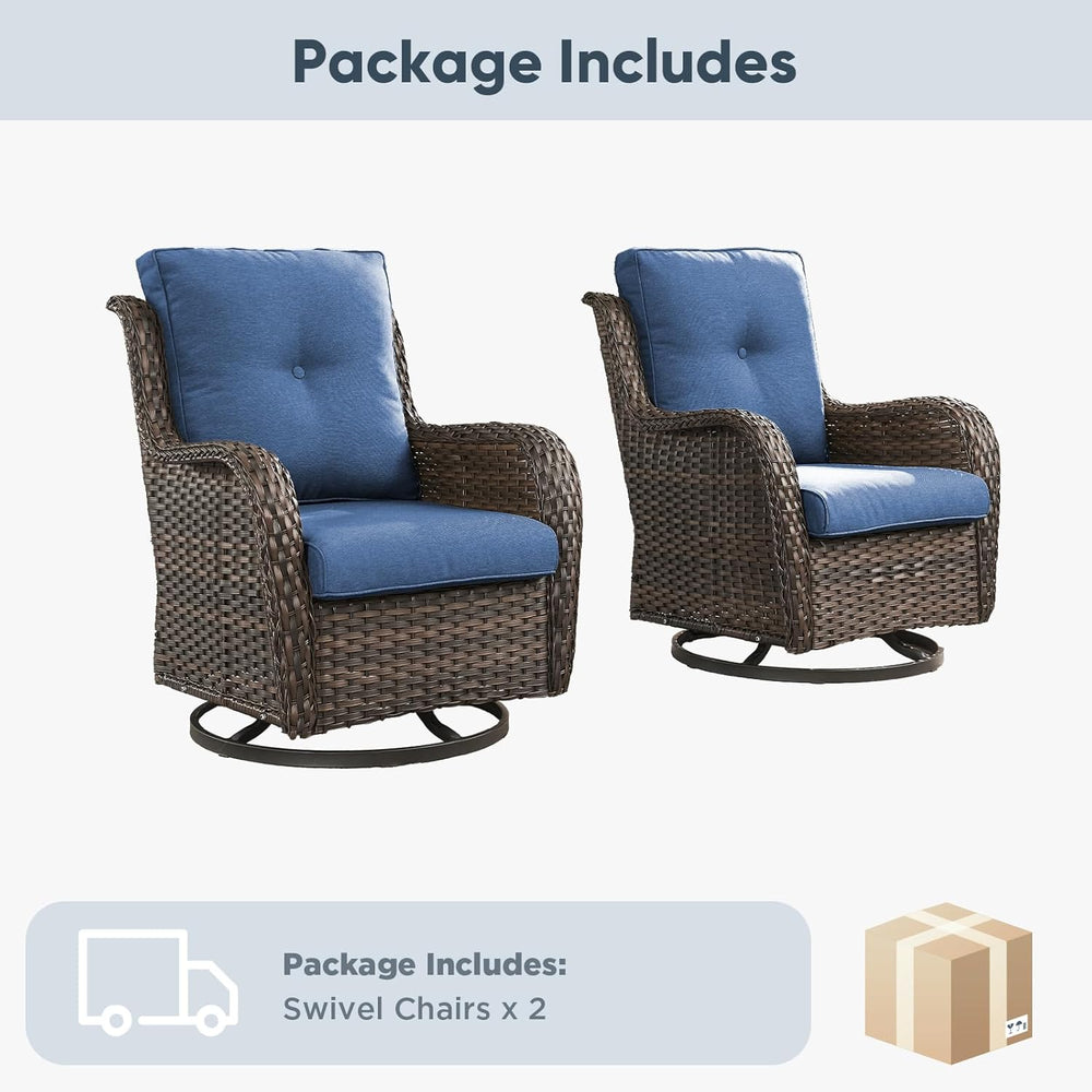 Belord Outdoor Swivel Chairs Set of 2,Patio Wicker Rocker Chairs,All Weather ...