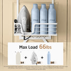 KES Ironing Board Hanger, Over The Door Ironing Board Holder Door Mount with Storage Shelf Y and T Shaped Fits for 1 3/4 Doors White, HIR501B-WH