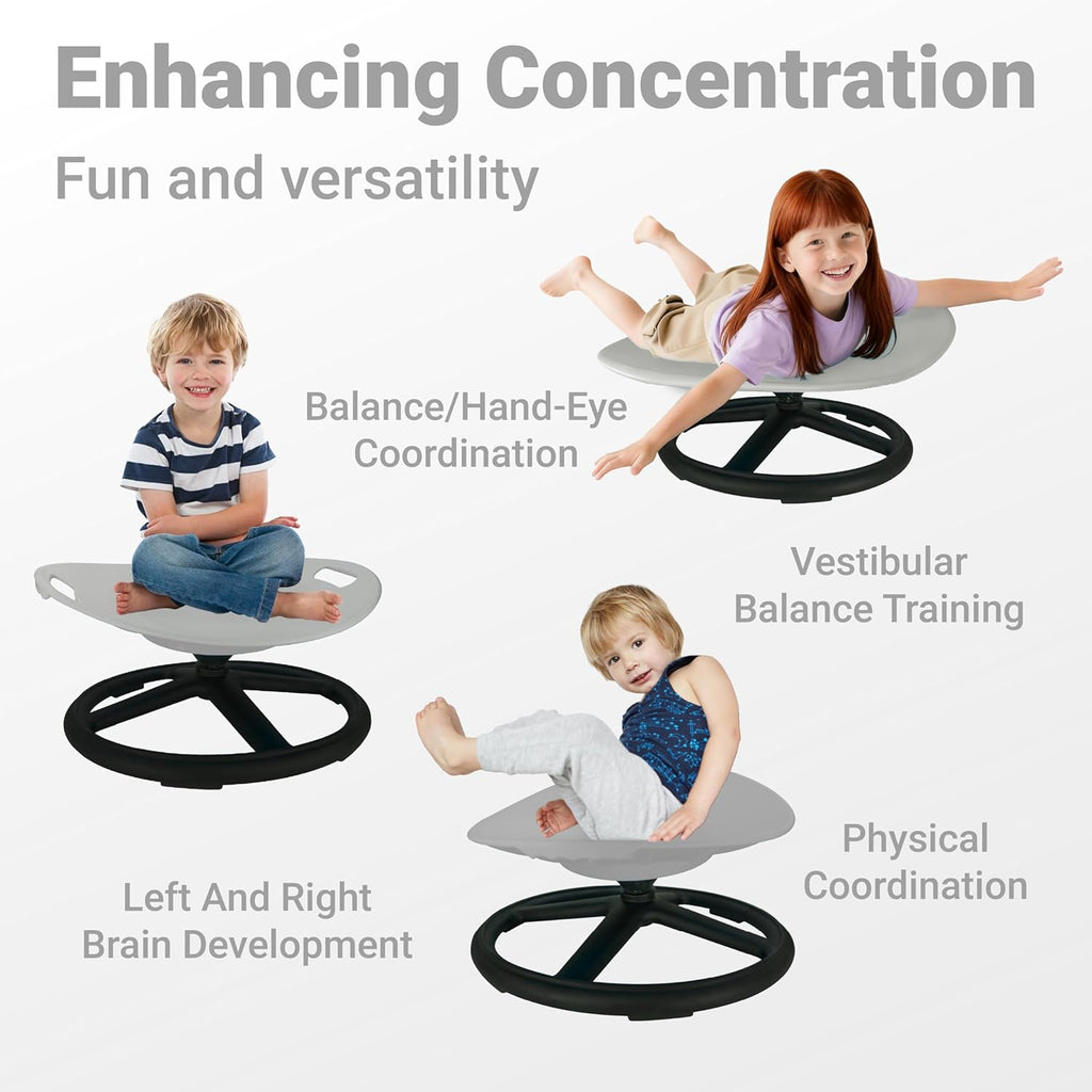Spinning Chair for Autistic Kids, Sensory Spinning Chair for Kids & Toddlers, 220LBS Capacity, Safe Non-Slip Spin Chair with Handle, Sensory Chair for 3-8Ages Autism & Special(Grey Oval)