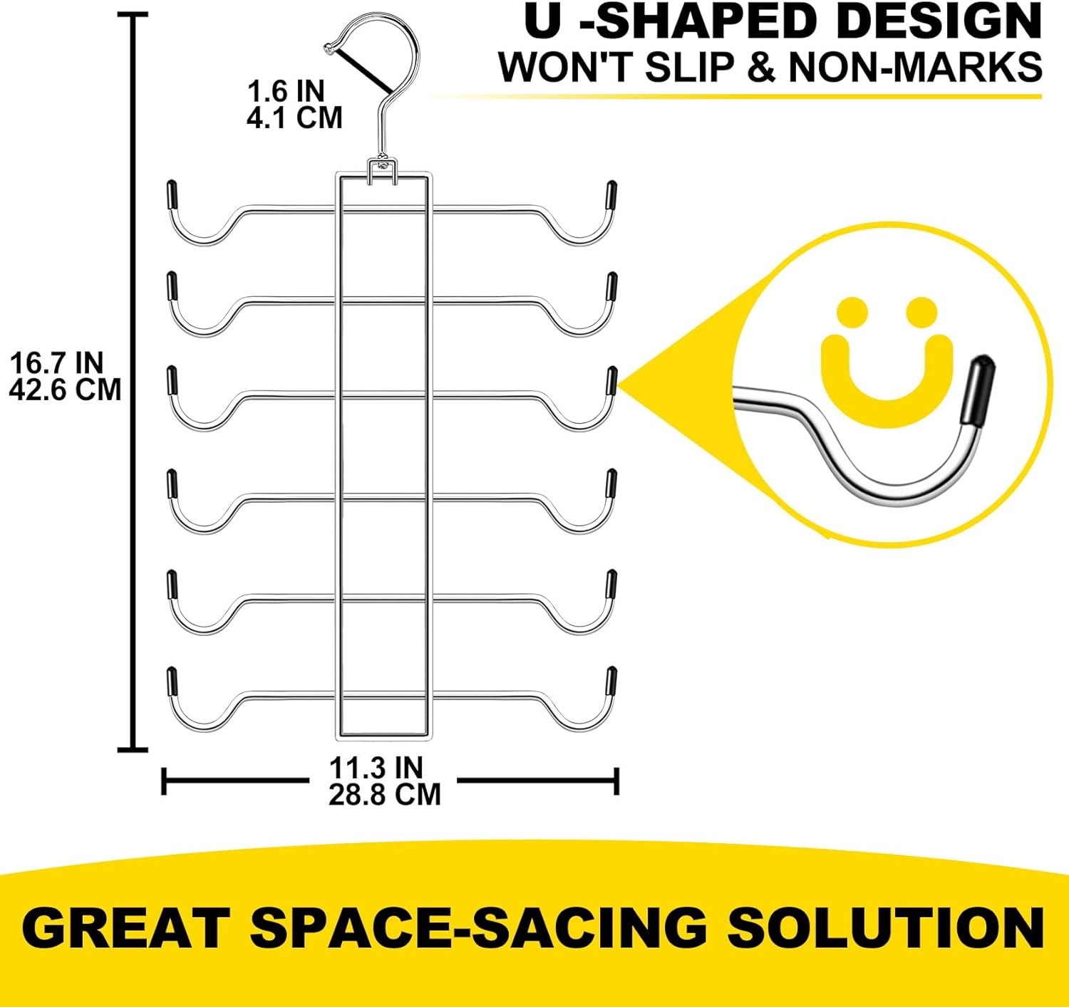1 Pack Closet-Organizers-and-Storage,6 Tier Tank-Top-Hangers-Space-Saving,Closet-Organizer,Non-Slip Hanging Sport Bras Holder,Dorm-Room-Essentials-for-College-Students-Girls Camisoles Swimsuits Dress