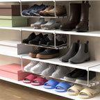 CroBlissful 2 Pcs Expandable Shoe Rack Organizer for Closet 16.5-31.5 Inch Adjustable Retractable Hanging Cabinet Shoe Shelf Dorm Room Storage for Space Saving (White)