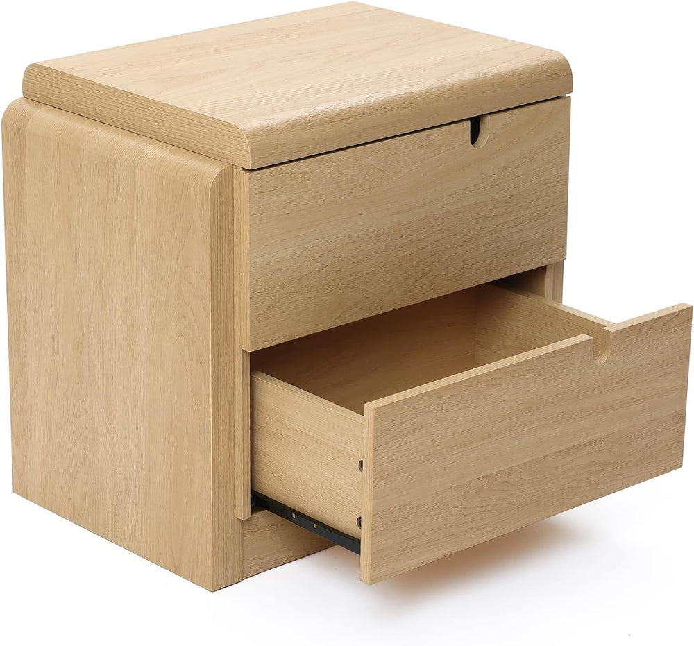 LuxenHome 21" H Modern Nightstand with 2 Drawers, Mid Century Modern Oak...