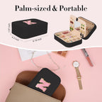 TopPerfekt Travel Jewelry Case, Jewelry Box with Mirror, Jewelry Organizer Bridal Shower Gifts to Her, Earring Storage Travel Case, Trendy Gift for Women and Girls, Girlfriend-Letter N, Black
