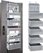 Over The Door Organizer Storage, 6 Shelf of Reinforcement Anti-Tilt Can Bear 44lb Bathroom Organization and Storage, Suitable for Bedroom, Pantry, Kitchen, Grey