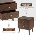 COSIEST Modern End Table w Honeycomb Pattern, Mid-Century Nightstand w Storage Drawer, Small Wood Accent End Table for Bedroom, Living Room