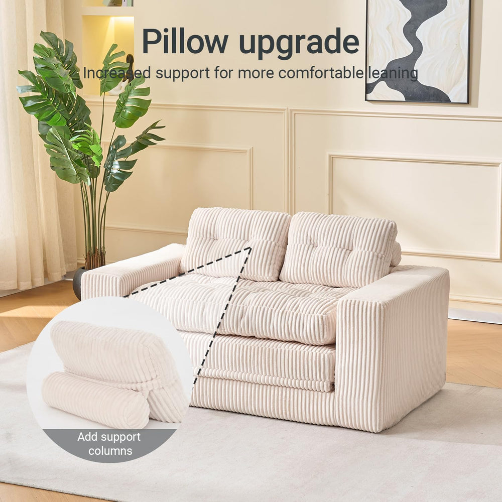 Fefances 55.1” Sofa Bed, 2-in-1 Convertible Loveseat & Folding Futon Couc...