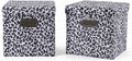 ANMINY Leopard Cheetah Print Storage Cubes Bins with Lids, 11Inch 2PCS | Velvet, PP Board Frame, Collapsible & Washable, Built-in Metal Handles, Animal Themed Fabric Cubes, Closet Shelves, Gray
