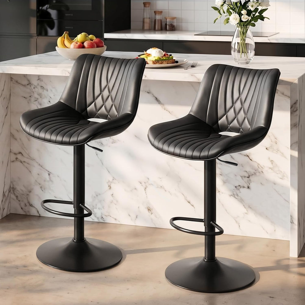 Swivel Bar Stools Set of 3, Height Adjustable Counter Height Bar Stools with ...