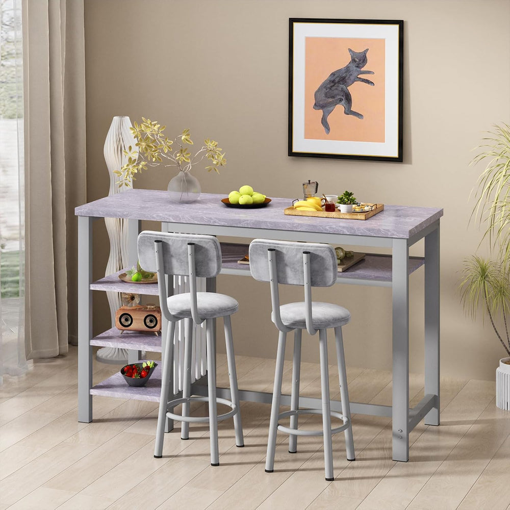 Lamerge Furniture Kitchen Bar Height Table and Chairs for 2, 5-Tier Compact D...