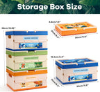 FRUSE 3 Pack Toy Storage Box,Toy Organizers and Storage with Lid, Kids Toy Box with Handle,Stackable Storage Bins for Kids, Boys, Girls, Nursery,Playroom,Bedrooms,Living Rooms, 11.8"x8.3"x18.9"