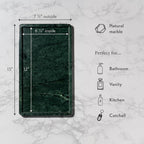Cork & Mill Green Marble Tray for Bathroom Countertop, Kitchen Counter, or Catchall - 13" x 7½" Large Vanity Tray for Skincare or Perfume - Handcrafted Natural Marble Stone Organizer