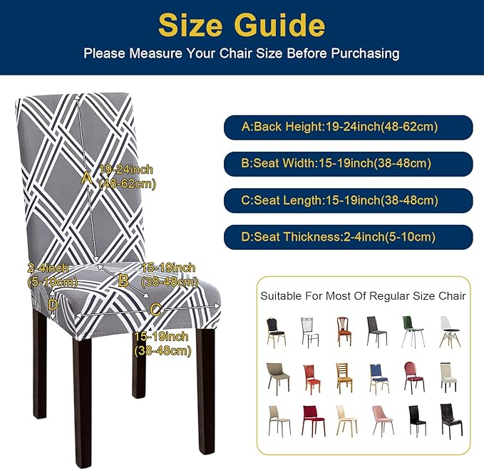Chair Covers, Dining Room Chair Covers, Stretch Kitchen Chair Covers/Dining Chair Covers for Dining Room 8 Pack, Removable Washable Dining Chair Slipcovers for Home, Hotel, Banquet