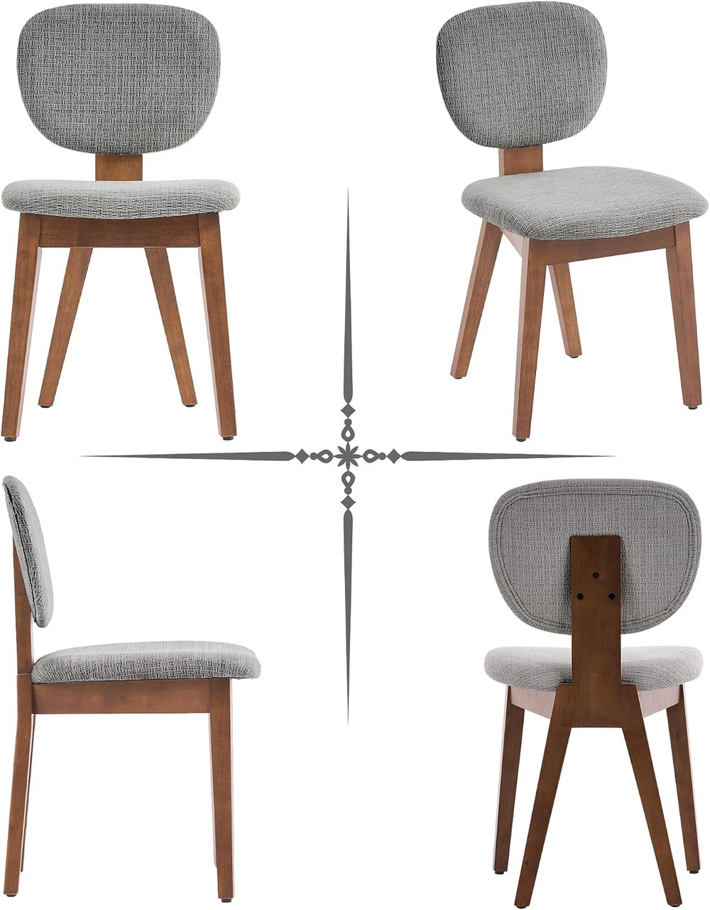 VKNOW Wooden Dining Chairs Set of 2, Mid Century Modern Upholstered Kitchen S...