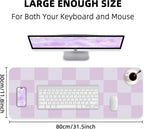 Non-Slip Desk Pad, Mouse Pad, Waterproof PU Leather Desk Protector, Large Desk Blotter, Easy Clean Laptop Desk Writing Mat for Work/Home/Decor(Purple 31.5" x 12")