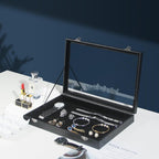 Coward Jewelry Organizer Box, Black Velvet Blank Display Tray Case with Lid for Storage Necklaces Bracelets Rings Beads and Jewelry Accessories