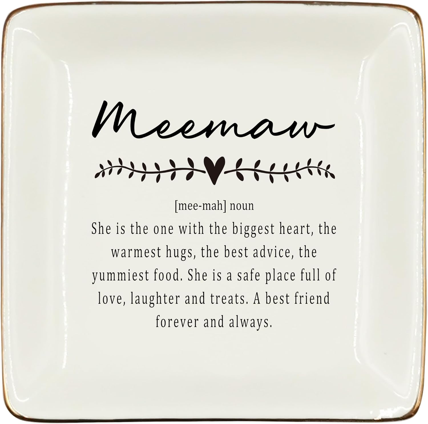WODMIS Meemaw Gifts Ceramic Jewelry Tray Dish, Grandma Birthday Gift Jewelry Plate Dish, Meemaw Ring Trinket Dish, Grandma Granny Christmas Gifts for Women 514