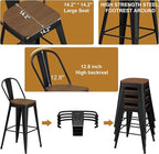 Andeworld Metal Bar Stools Set of 4, 30 inch Bar Height Barstools with Backs Farmhouse Modern High Back Bar Stools with Larger Seat Kitchen Dining Bar Chairs,Matte Black