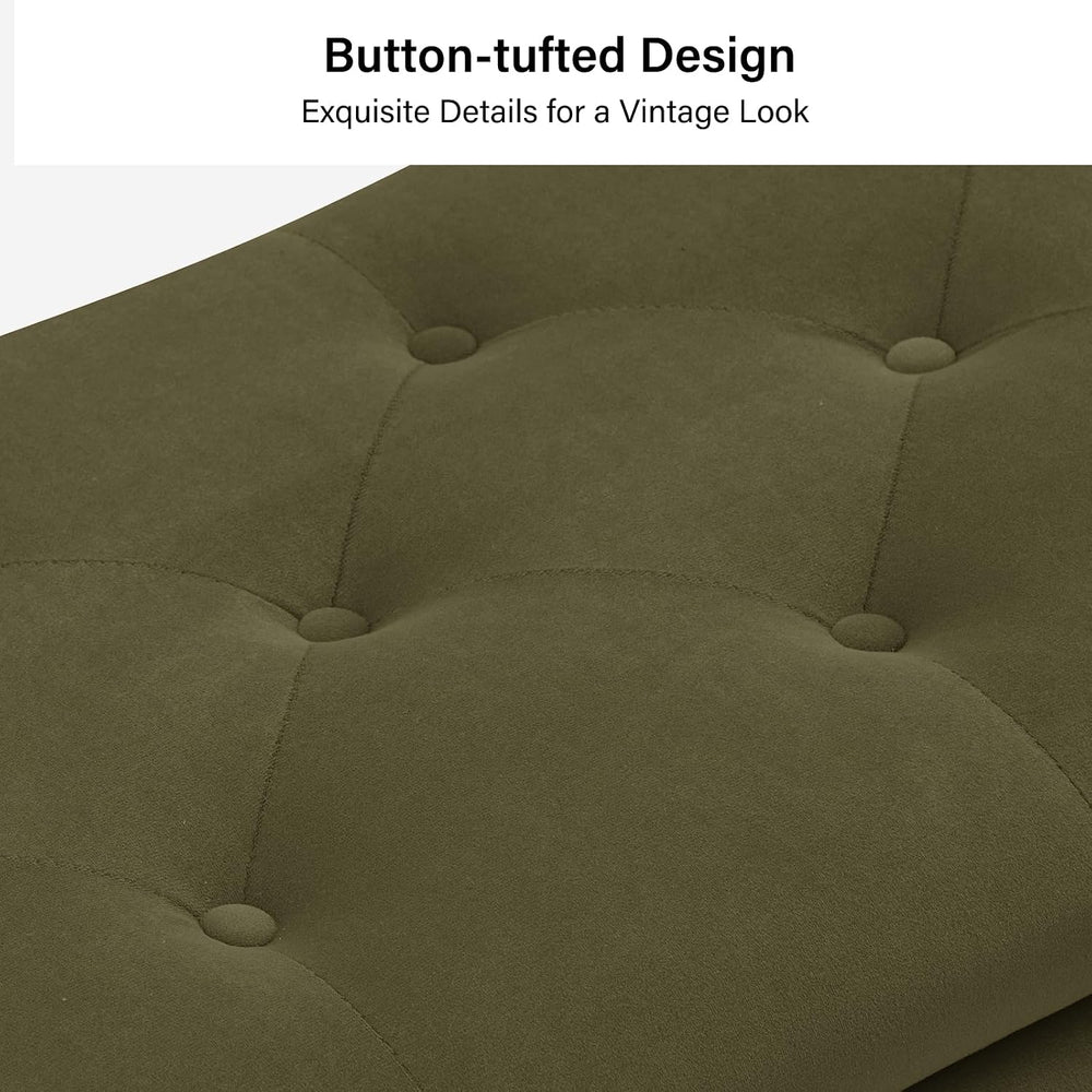 HULALA HOME Modern Velvet Storage Ottoman Bench with Gold Base & Nailhead...