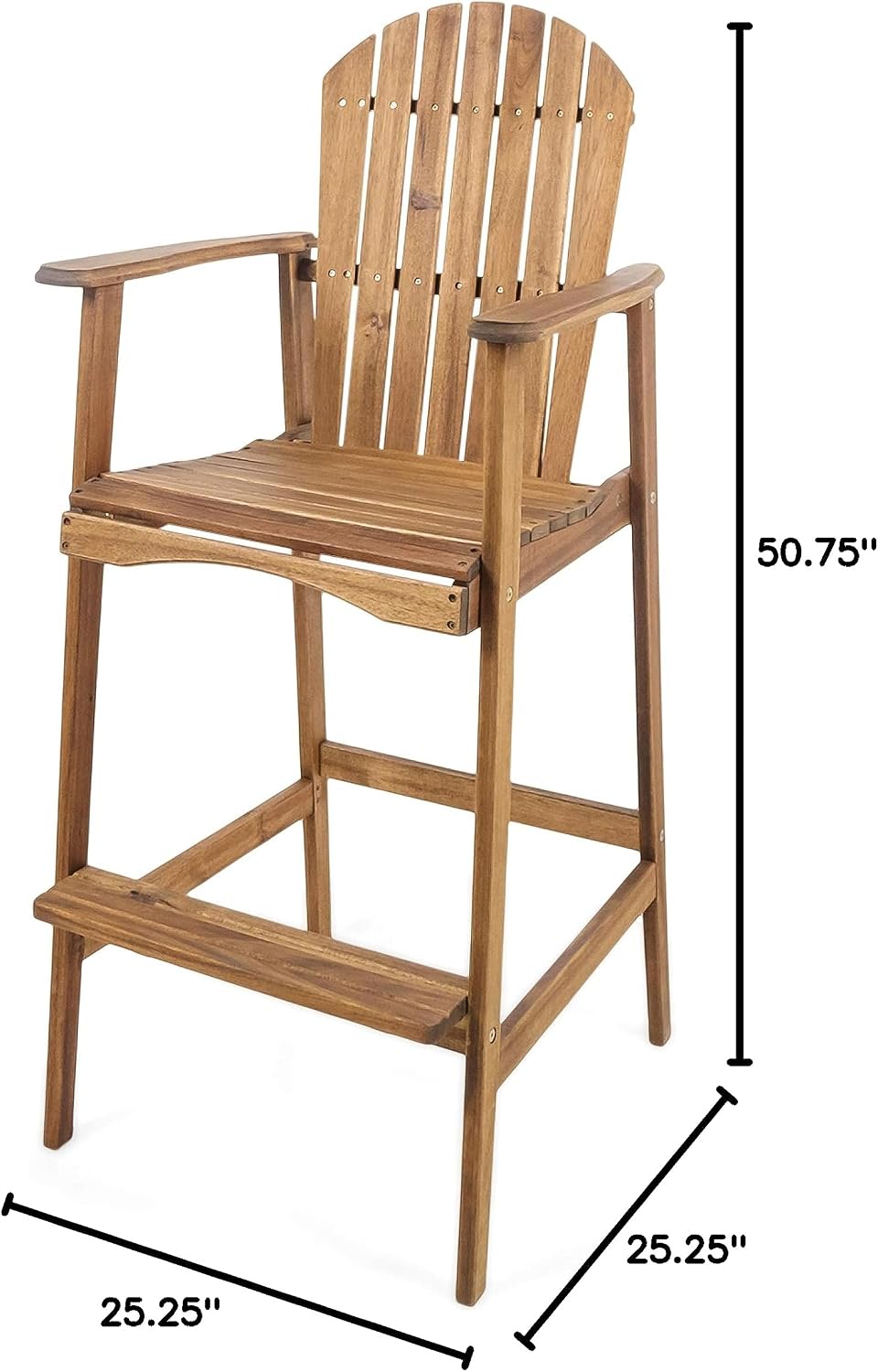 Great Deal Furniture Noble House Malibu Outdoor Acacia Wood Adirondack Barsto...