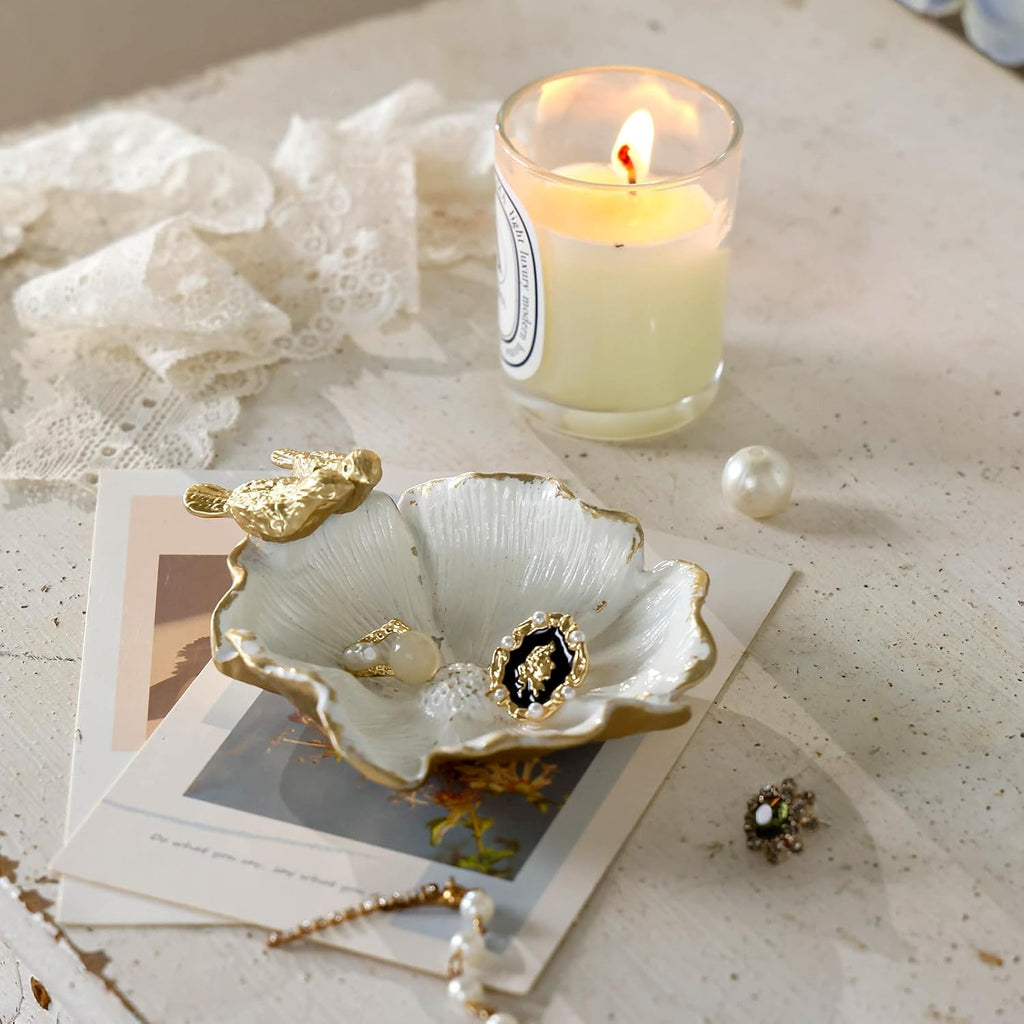 NIKKY HOME Vintage Jewelry Dish Tray, Bird Ring Holder | Small Jewelry Tray Trinket Dish Vanity Tray for Home Decor Christmas Birthday Wedding Gifts