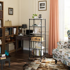 Small 6 Tier Shelves Storage Wire Shelving Unit Metal Shelf Adjustable Organizers Storage Shelving with Wheels for Bathroom Laundry Room Kitchen Pantry12”D x 18”W x 61.6”H Black