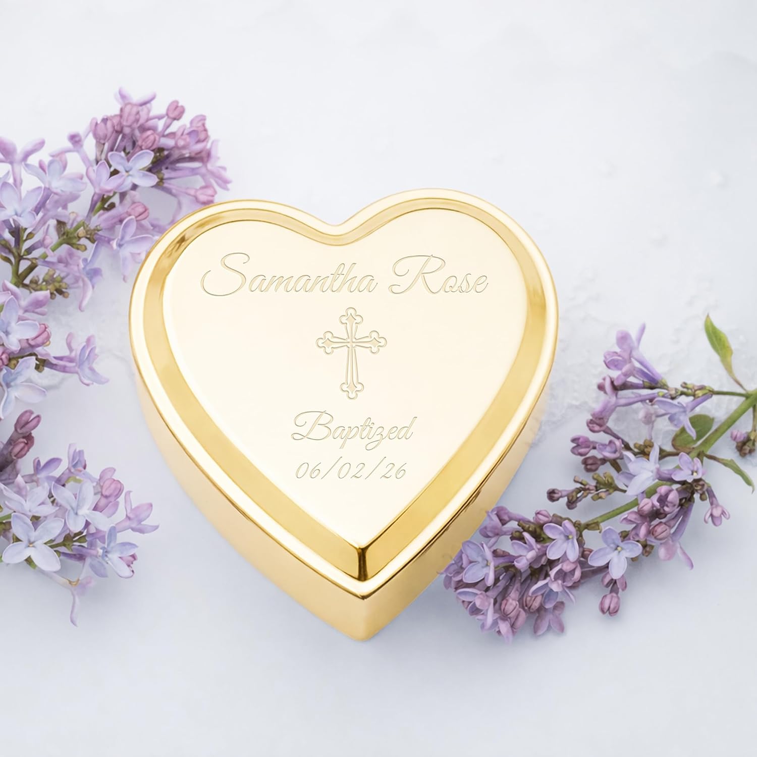 Cherished Moments Personalized Baptism Jewelry Box, Heart Keepsake