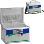 Medicine Lock Box for Safe Medication - 13.4 x 7.6 x 8.2 Inches - Lockable Storage Box for Drugs, First Aid Kit Empty, Lock Boxes with Key for Home/Outdoor (Blue/Large)