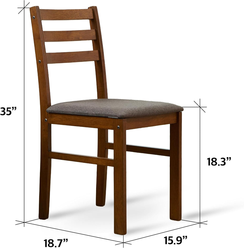 Livinia Seattle 3-Piece Wooden Dining Table Set for 2, Modern Farmhouse Kitchen Dining Room Set with Solid Wood Ladder Back Chairs for Small Space (Antique)