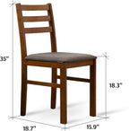 Livinia Seattle Modern Farmhouse Kitchen Dining Room Chair Set of 2, Solid Wood Fabric Upholstered Cushion Seat Wood Ladder Back Chairs (Antique)