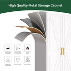 Metal Combination Cabinet, Tall Closet Storage Cabinet with 4 Shelves, Farmhouse Wardrobe Closet with Doors and Hanging Rod for Laundry Mudroom Office Bedroom