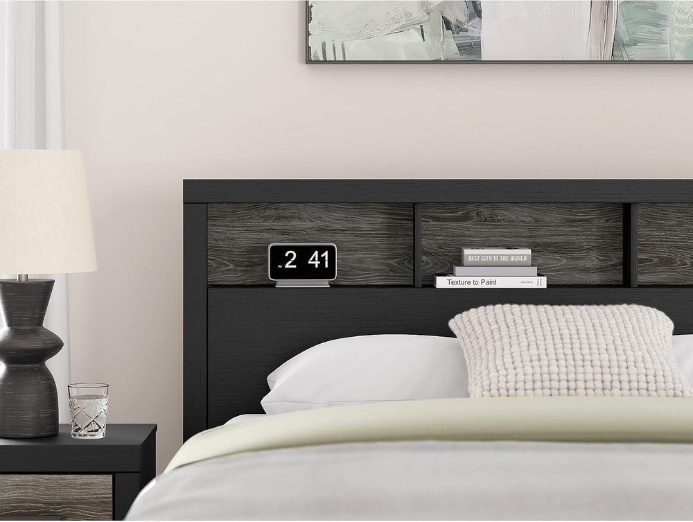 Signature Design by Ashley Queen Bookcase Headboard Only, Black & Gray