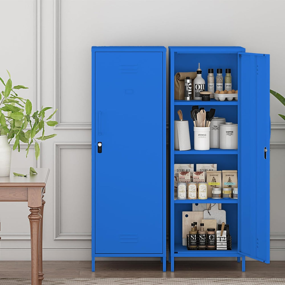 Metal Locker Storage Cabinets 59.06"H Navy Blue Locking File Cabinets Ki...