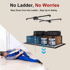 Runboll 4 x 8 Overhead Garage Storage Rack, Ceiling Racks for Garage, Organization Shelving, Adjustable Hanging Shelf, 19"-143" Height Adjustment